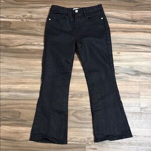 Frame Women’s Le Crop Mini Boot Jeans Houndstooth Shine Black Size 27 Grunge